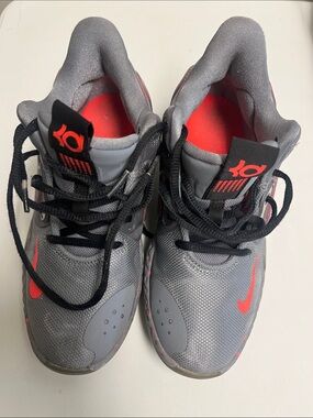 Nike Kids Gray and Red KD Basketball Sneakers
